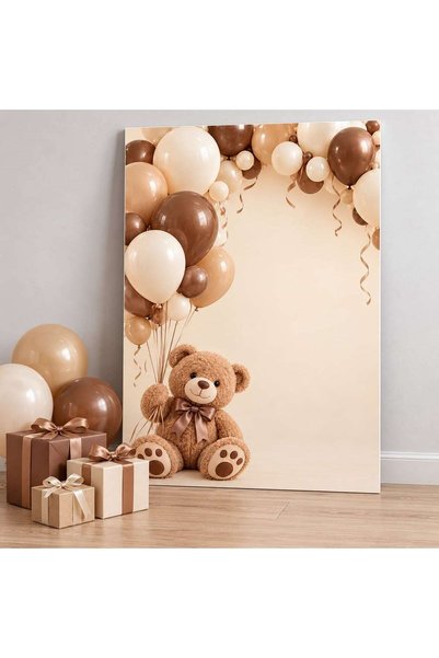 ShopPrint Fundal foto baby shower Ursuleț cu baloane, panou PVC rigid 80x120 ...