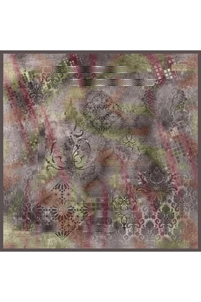 LA BOUTIQUE Saf Sura Silk 2809 04 Khaki Dried Rose Ethnic Pattern