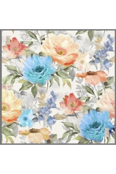 LA BOUTIQUE Tivil Pure Silk Scarf 2375 05 Εκρού με σχέδιο λουλουδιών