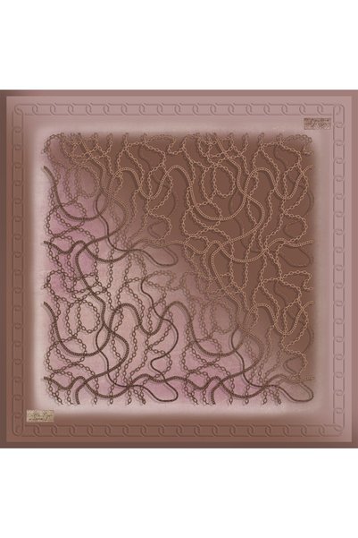 LA BOUTIQUE Tivil Pure Silk Scarf 2659 02 Powder Chain Pattern