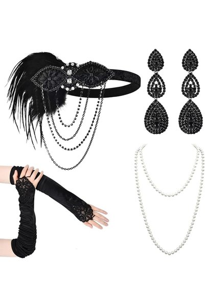 SYOSI Women 1920s Flapper Accessories Set, Vintage Gatsby Costume Kit with Fe...