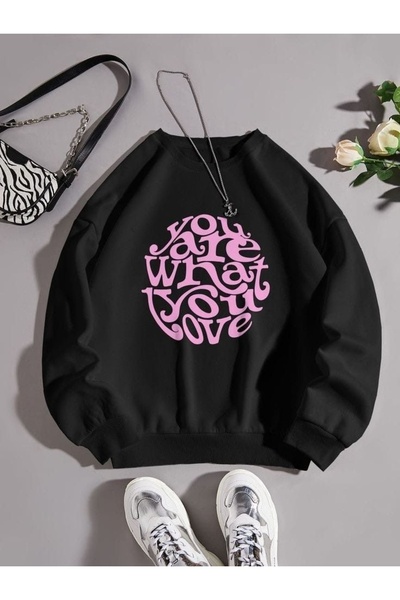 Vordevia You Are What You Love Printed Cotton 3 Thread Threaded Crew Neck Ove...
