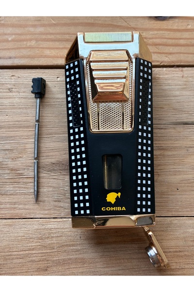 cohiba accessory 2 Pürmüz Puro Çakmağı Punch Ve İğne Entegre Orjinal Kutusunda