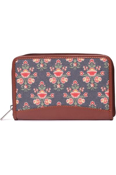 ZOUK Women's Handmade Vegan Leather Wallet with Indian Print - Multicolour