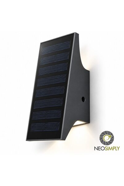 NeoSimply Lampă solară LED de perete pentru exterior, 700 lumeni, 4 moduri de...