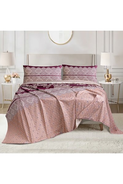 Sandy Premium Quality Flat Sheet and Pillowcases, Bed Sheet 3 Pieces Set (Full 205 x 243 cm), Soft & Breathable and Cooling, Oud 964