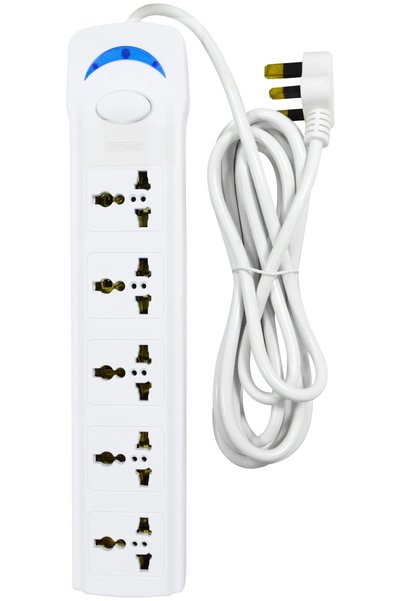 Generic Brand Universal Power Extension Socket – 5 Outlets, 3m Cable, 13A, 2500W, Overload Protection