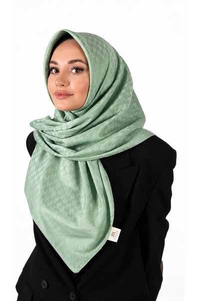 Revam Collection Kazayağı Desen Yüksek Kalite İpeksi Jakar Eşarp Çağla Yeşil