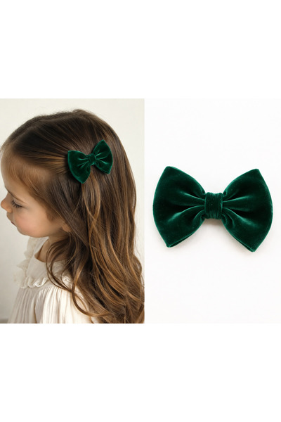 İPEKACOUTURE 2-Piece Velvet Bow Hair Clip for Girls and Babies