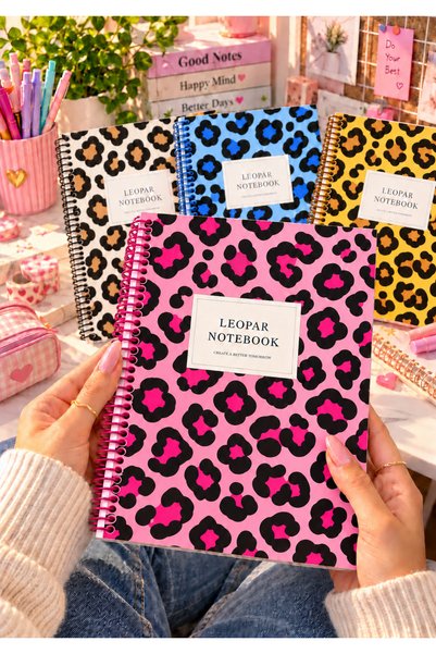 diğerr1 17X24 Leopar Desen Sert Kapak 100 Yp Defter Çizgi-Kare