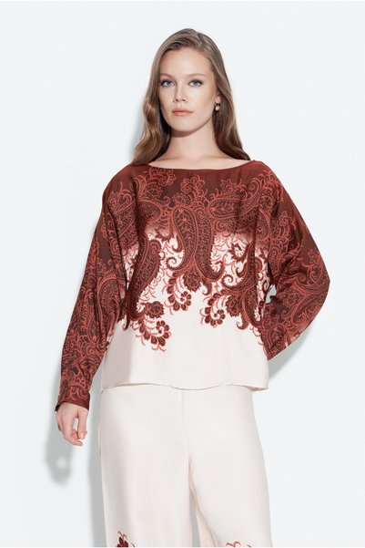 Naramaxx Shawl Patterned Boat Neck Blouse