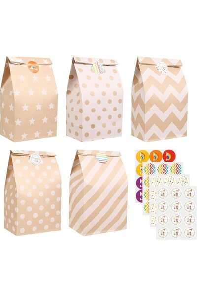 Generic 100 Pieces Brown Paper Lunch Bags, 4.5 Lbs Disposable Kraft Paper Sac...