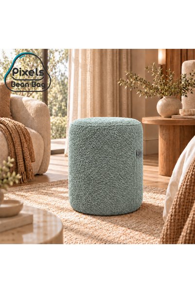 PixelsBeanBag مقعد عثماني دائري كبير قماش بوكليه من بكسل بين باج، لغرفة المعي...
