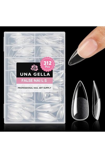 UNA GELLA أظافر صناعية 504 قطعة، أظافر نصفية غير لامعة بتغطية كاملة، أظافر أك...