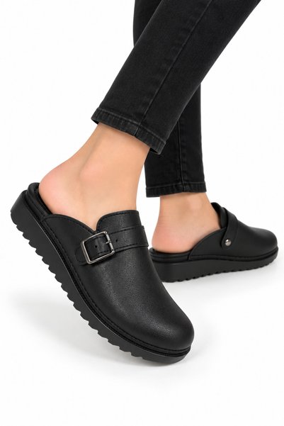 Jagulep Women's Padded Sole Comfort Home & Outdoor Slippers Black