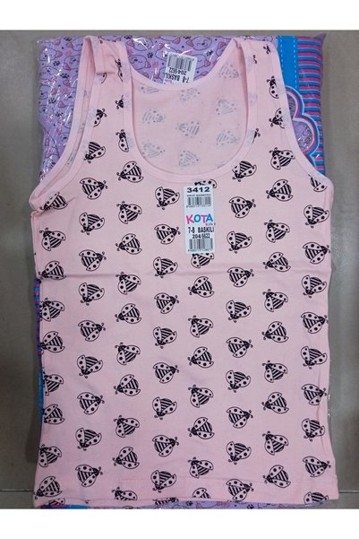 KOTA İÇ GİYİM 3412 Girls' Wide Strap Patterned Athlete's Undershirt 4-Pack