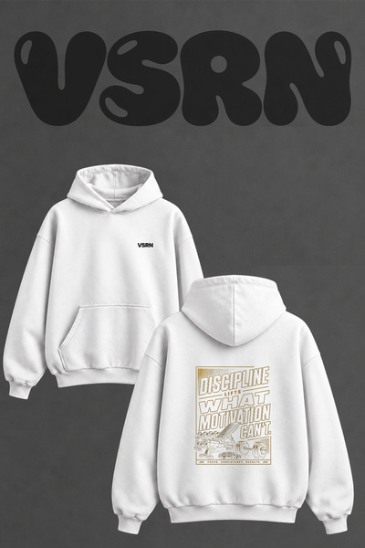 VSRN Acting Training Design Back Printed Oversize White Hooded Sweatshirt