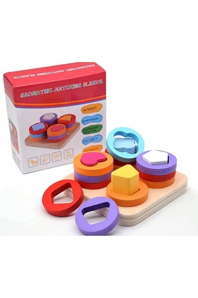 Stuniko ®   Joc Montessori din lemn de sortare și potrivire a formelor geomet...