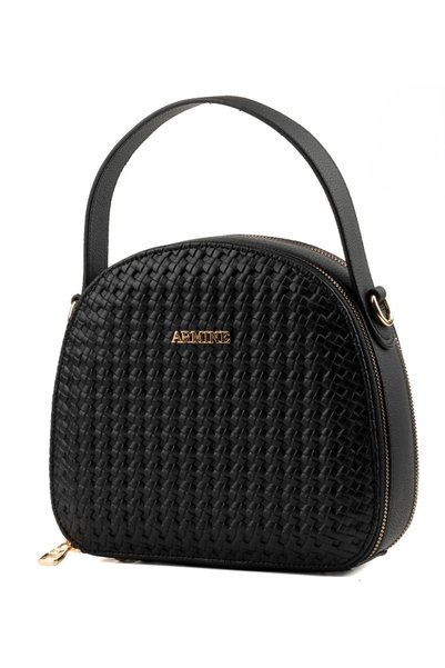 Armine 408 Black Braided Women's Hand Shoulder Bag