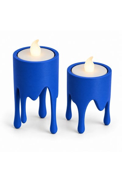OEM Set 2 Suporturi Tea-Light LED Efect Ceară – 4,67×4,59×9 și 4,61×4,54×7 cm