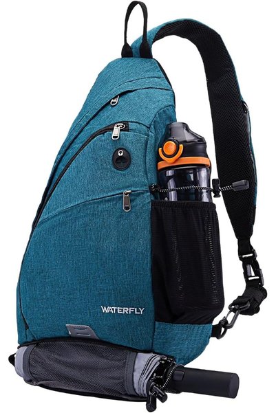 WATERFLY حقيبة ظهر كروس بودي بحقيبة كتف يومية كاجوال حقيبة جانبية متقاطعة على...