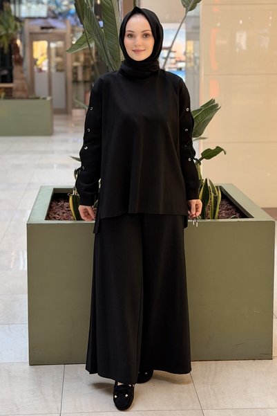 Ceremony طقم لونا بتفاصيل عين الطائر على الأكمام والبنطلون