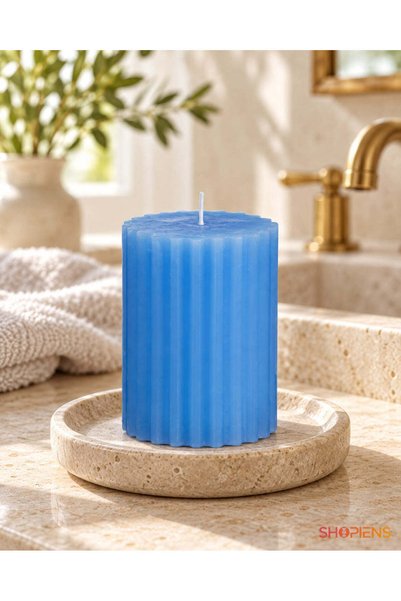 SHOPIENS Lumanare Bleu Striata Cu Parfum De Rufe Proaspete
