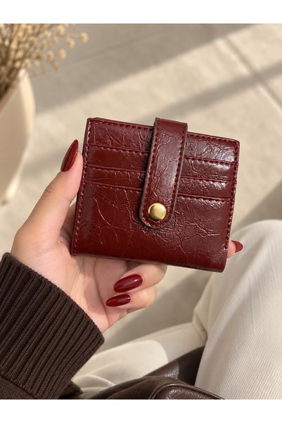 ELPİDA BAGS Women's Leather-Look Multi-Compartment Snap Fastener Card Holder ...