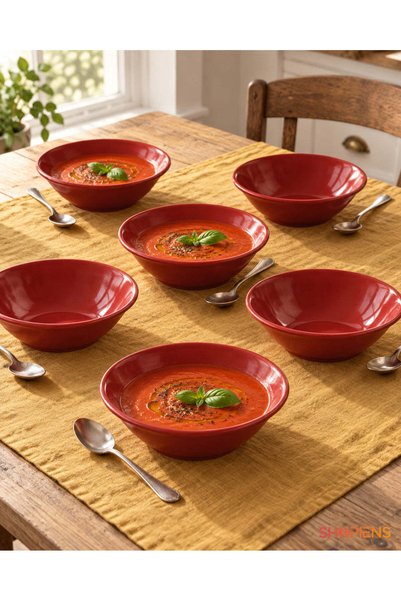 SHOPIENS Set 6 Boluri Rosii Pentru Servire 445 ml Shopiens®