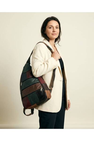 Latife Genuine Leather Multi-Compartment Women's Backpack Multi-Functional Strap Shoulder Bag