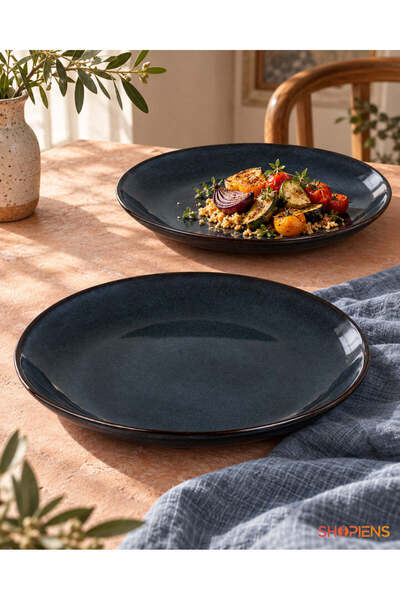 SHOPIENS Set 2 Farfurii Albastru-Negru 26.5 cm Shopiens®