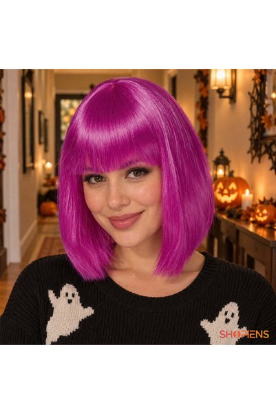 SHOPIENS Peruca Bob Mov Neon Cu Breton Shopiens®