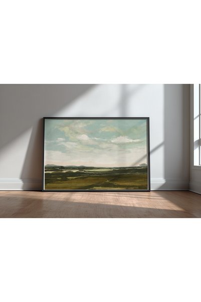KEYFHOME Peisaj Negru Înrămat MDF Tablou Poster Living Decor de perete Cadou