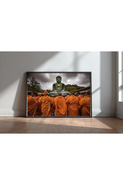 KEYFHOME Tablou Buddha Mare cu Ramă Neagră MDF Poster Cadou pentru Decorul de...