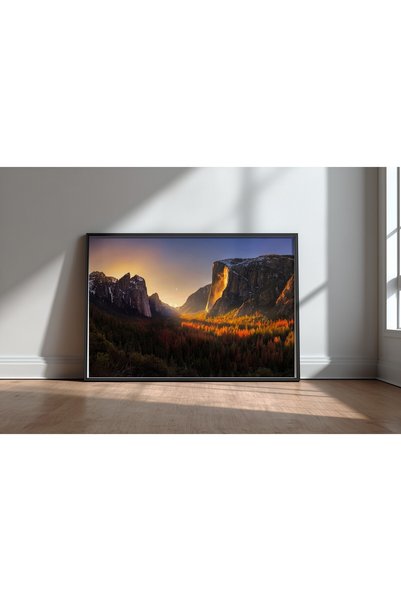 KEYFHOME Yosemite Firefall Μαύρος Πίνακας MDF με Πλαίσιο Αφίσα Δώρο Διακόσμησ...