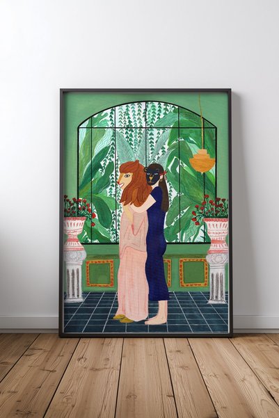 KEYFHOME Poster cu tablou MDF cu rama neagră Lion Mom, cadou pentru decorarea...