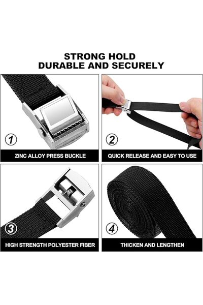 URAQT Tie Down Straps, 4 Pack Heavy Duty Tensioning Belts, 2M Adjustable Cargo Straps Ratchet Straps