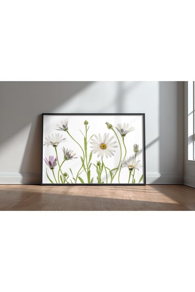 KEYFHOME Cape Daisies Μαύρο πλαίσιο MDF Αφίσα ζωγραφικής για διακόσμηση τοίχο...