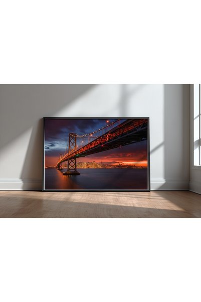 KEYFHOME Vatra iznad San Franciska, poster sa crnim okvirom od MDF-a, dekorac...