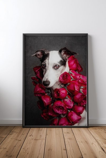 KEYFHOME Rose Queen II Μαύρο Πλαίσιο MDF Πίνακας Αφίσα Σαλόνι Διακόσμηση Τοίχ...
