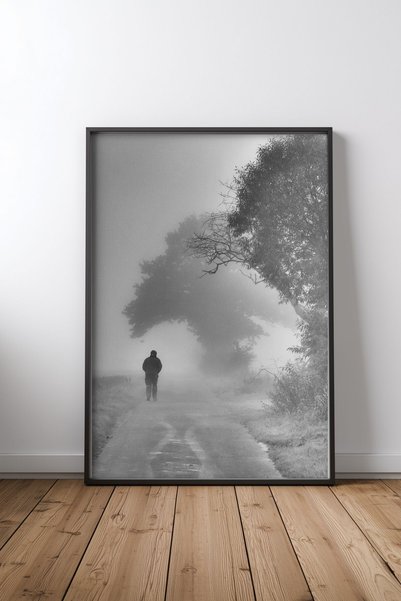 KEYFHOME Foggy Walk Μαύρο Πλαίσιο MDF Πίνακας Αφίσα Σαλόνι Διακόσμηση Τοίχου ...