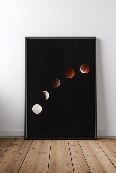 KEYFHOME Moon at play Μαύρο Πλαίσιο MDF Πίνακας Αφίσα Διακόσμηση Τοίχου Σαλον...