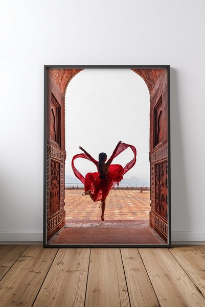 KEYFHOME Αφίσα ζωγραφικής τέχνης Taj Mahals Heart σε μαύρο πλαίσιο MDF, διακό...