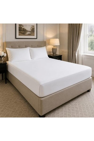 EBREEZZ طقم ملاءات سرير كينج مقاس 200×203×30 سم مع غطاءين للوسائد (أبيض)