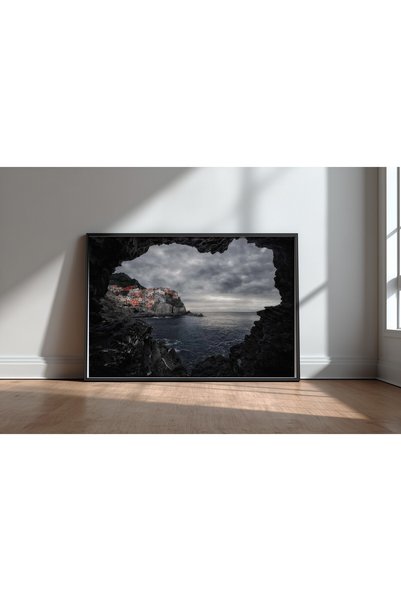 KEYFHOME Iubesc Manarola Cadru negru MDF Tablou Poster Living Decor de perete...