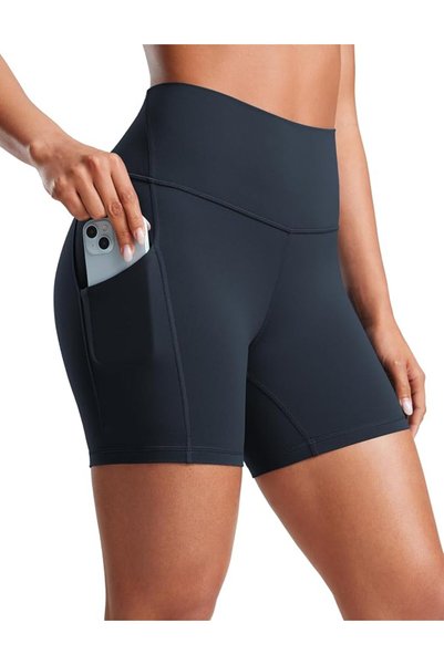 CRZ YOGA Womens Butterluxe Biker Shorts with Pockets 5 Inches - High Waisted ...