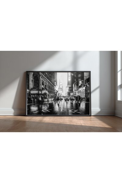 KEYFHOME Times Square Μαύρο Πλαίσιο MDF Πίνακας Αφίσα Σαλόνι Διακόσμηση Τοίχο...
