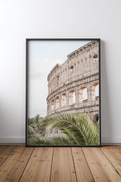 KEYFHOME Colosseum Negru Cadru MDF Tablou Poster Living Decor de perete Cadou