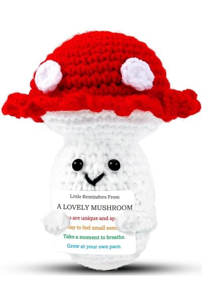 TERRIFI Positive Mushroom Gifts, Crochet Mushroom Doll with Encouraging Cards...