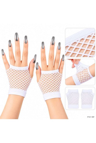 ZERO LAND Ilkestor White Color Short Length Mesh (14336) Knitted Gloves